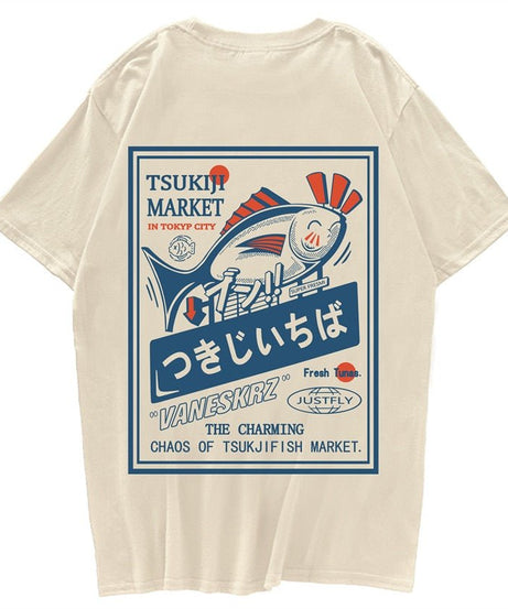 Fish Print Harajuku T-shirt - Shirts