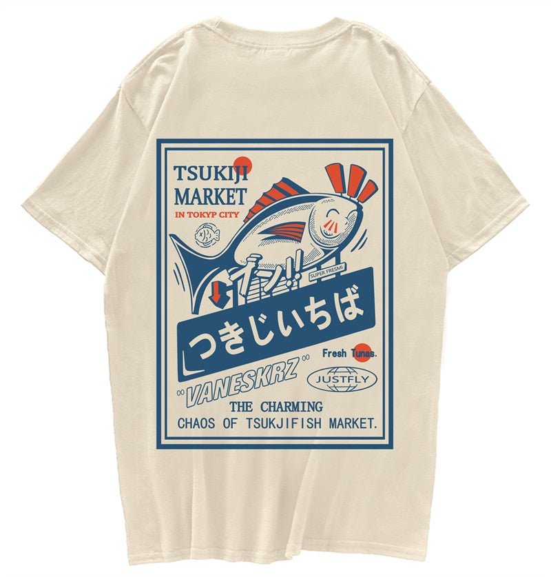 Fish Print Harajuku T-shirt - Shirts
