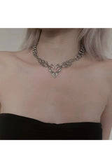 Edgy Flame Heart Punk Necklaces Shoptery