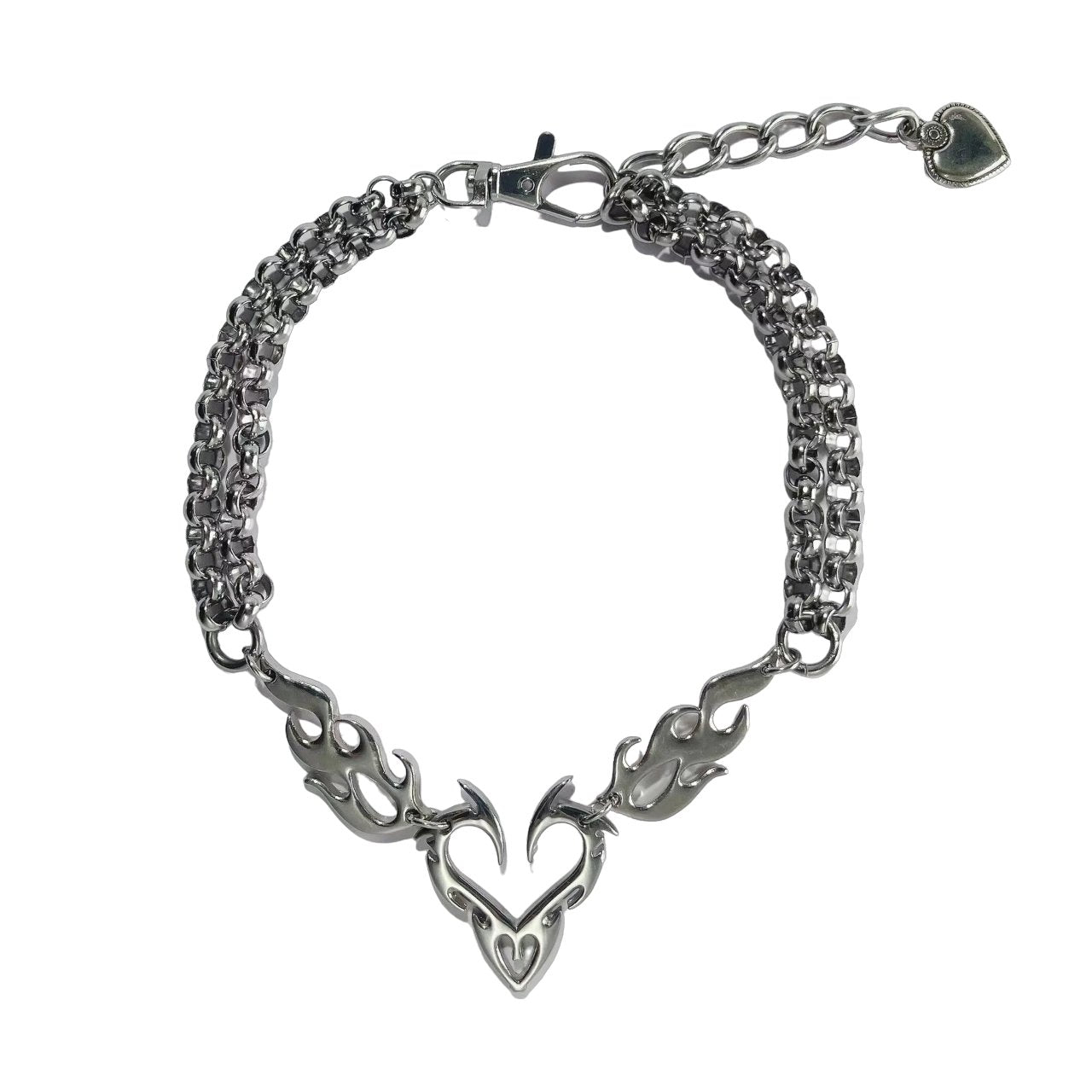 Flame Heart Punk Necklaces -