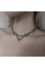 Edgy Flame Heart Punk Necklaces Shoptery