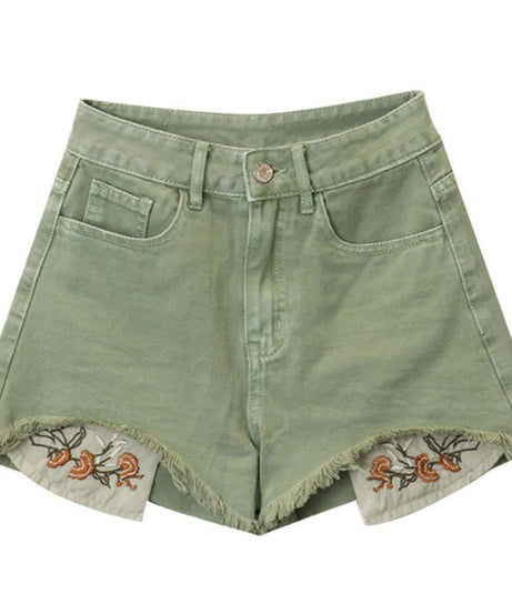 Floral Embroidery Shorts - Shorts