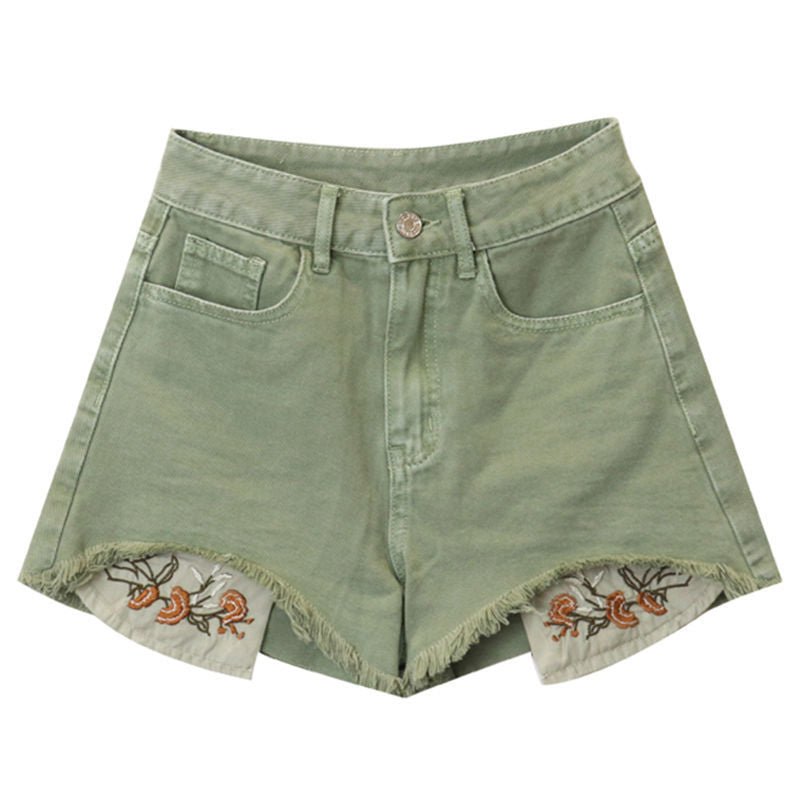 Floral Embroidery Shorts - Shorts