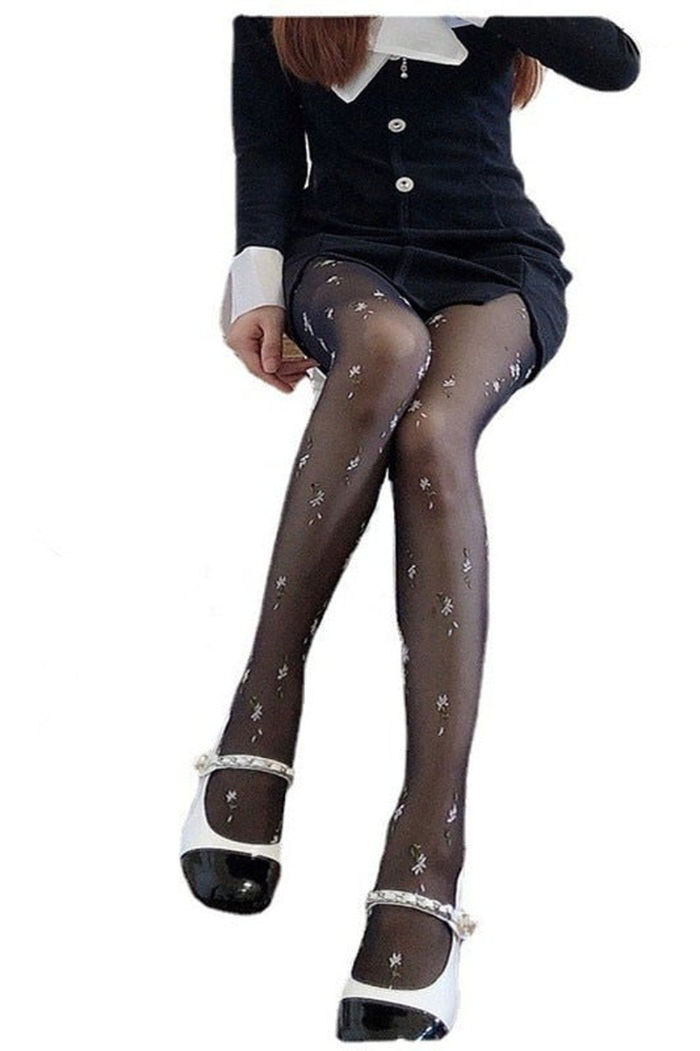 Floral Lolita Style College tights - Fishnet Tights