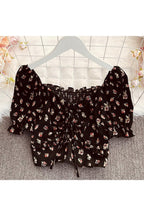 Floral Print Chiffon Blouse Black One Size Shoptery