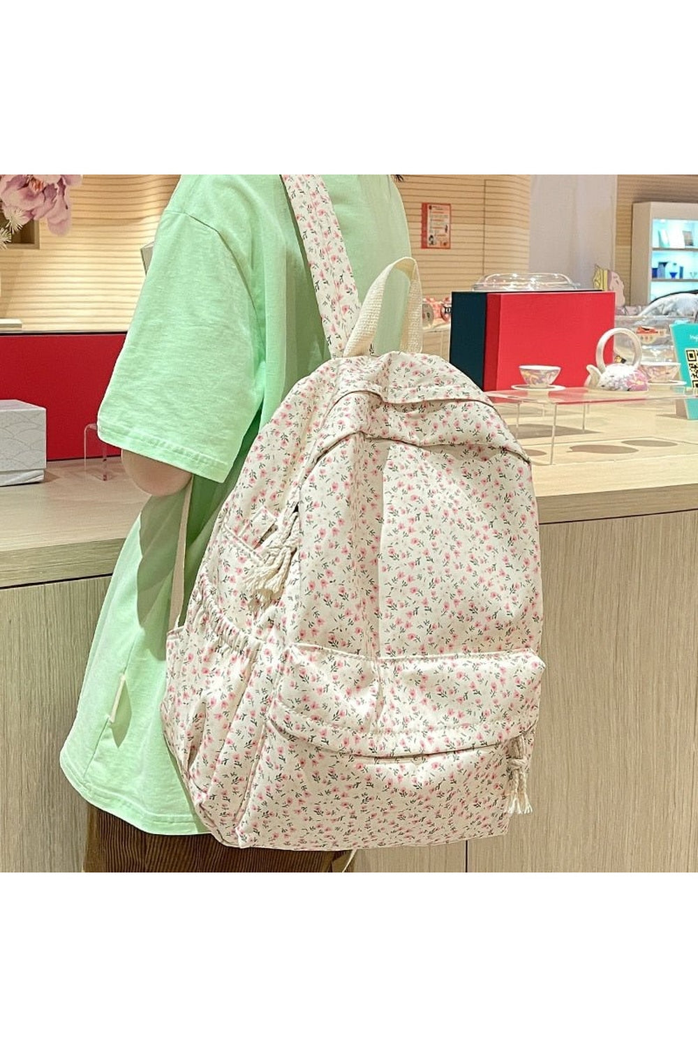 Floral Print College Backpack Shoptery
