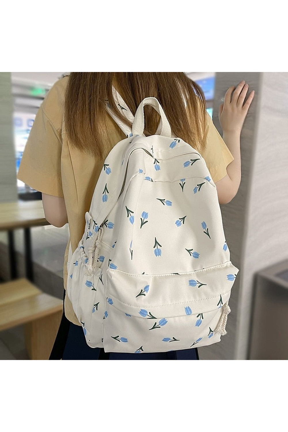 Floral Print College Backpack Shoptery