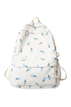 Floral Print College Backpack blue L33cmW13cmH41cm Shoptery