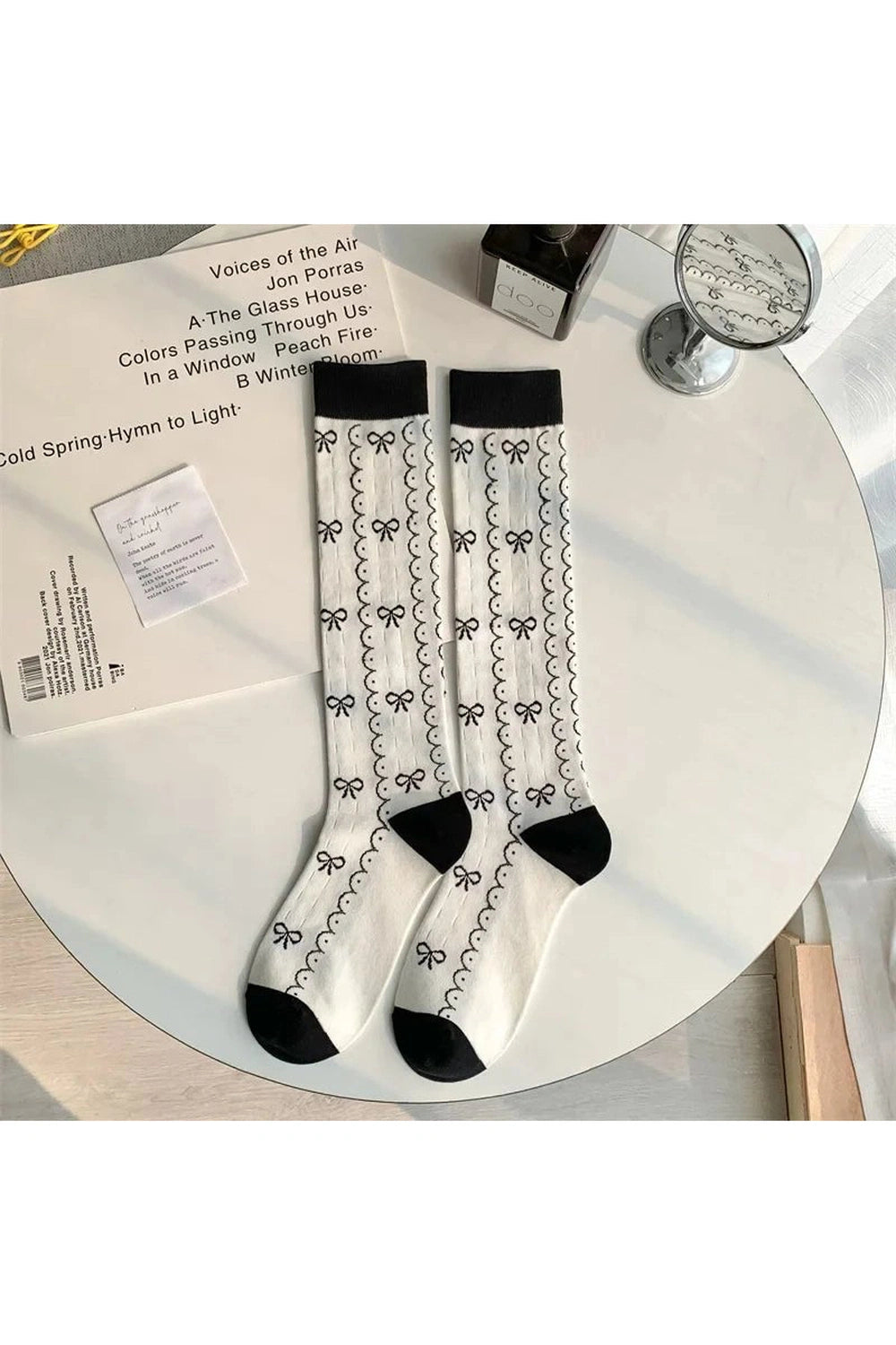 Floral Print Kawaii Knee Socks Bowknot One Size Shoptery