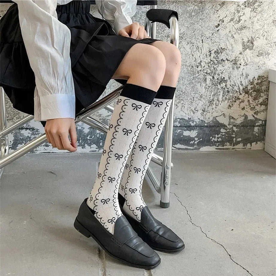 Floral Print Kawaii Knee Socks Shoptery
