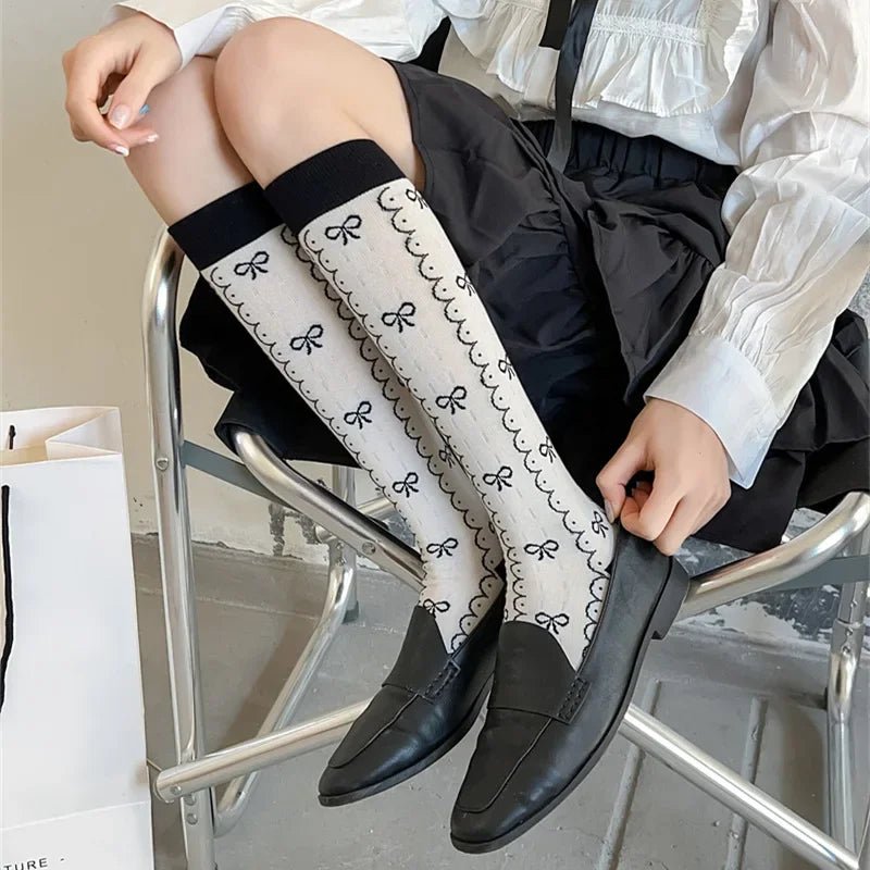 Floral Print Lolita Knee Socks -