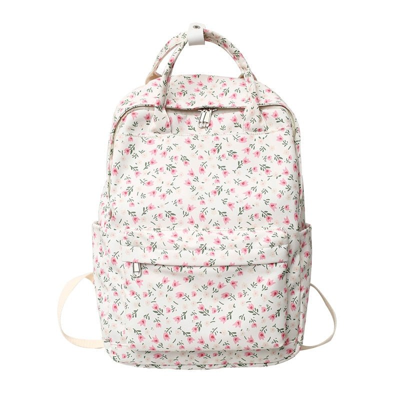 Floral Print Student Backpack - Backpacks