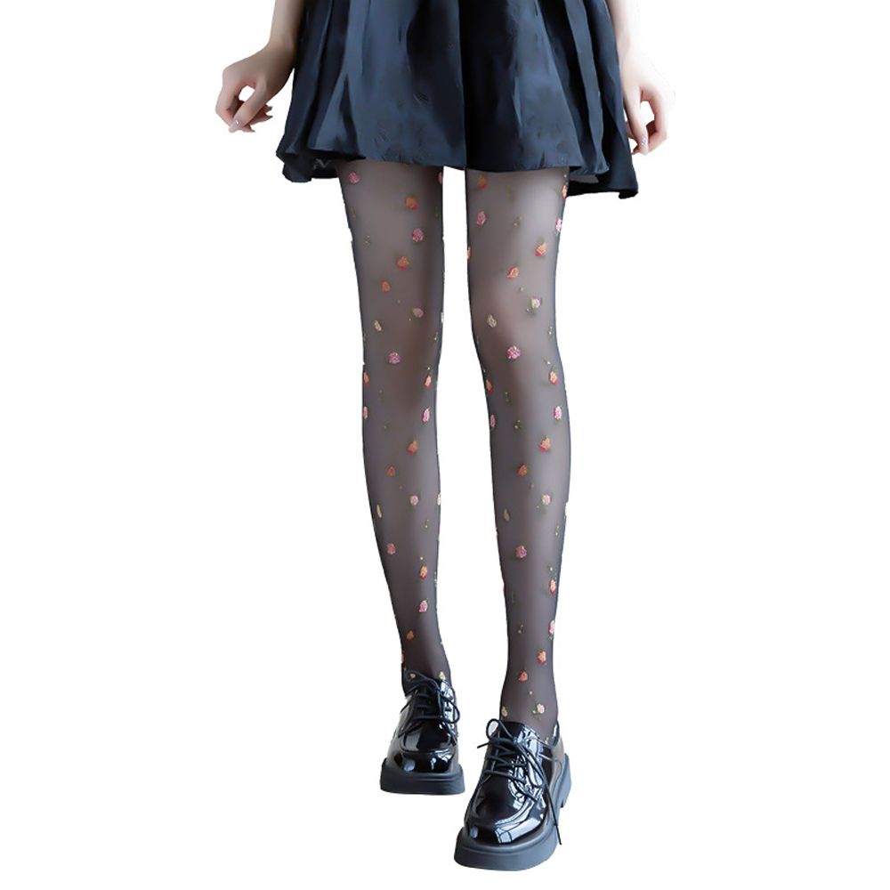 Flower Print Tights Stockings - Fishnet Tights