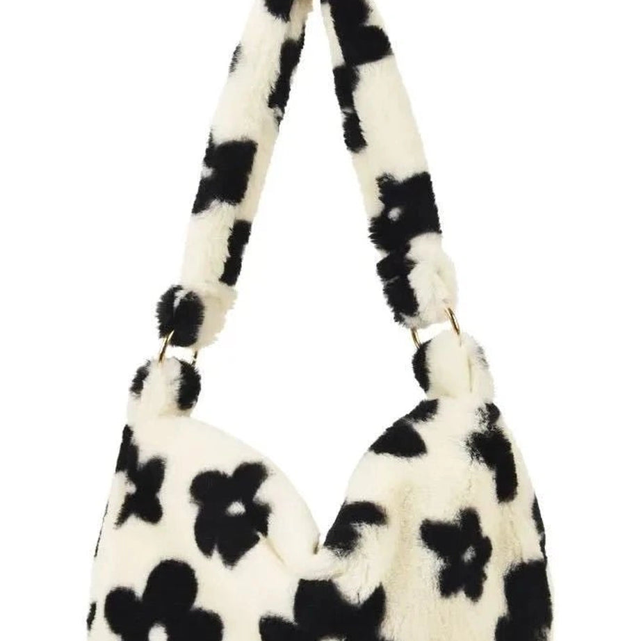 Aesthetic Fluffy Shoulder Plush Tote 5-C Shoptery