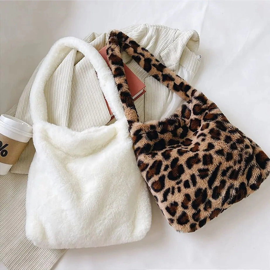 Aesthetic Fluffy Shoulder Plush Tote Shoptery