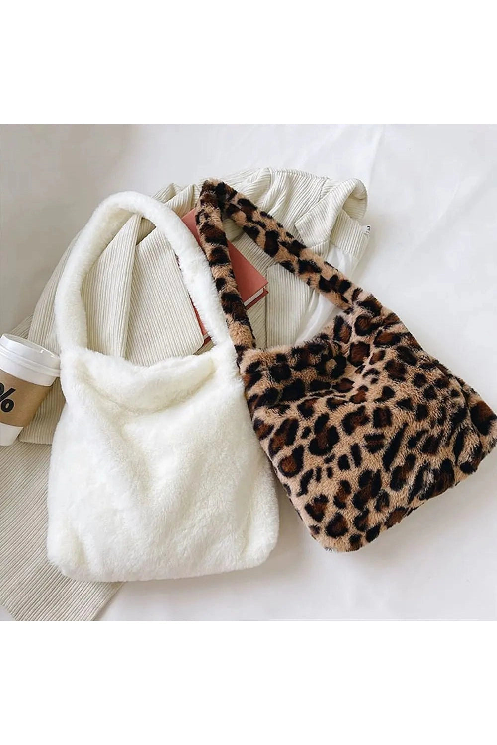 Aesthetic Fluffy Shoulder Plush Tote Shoptery