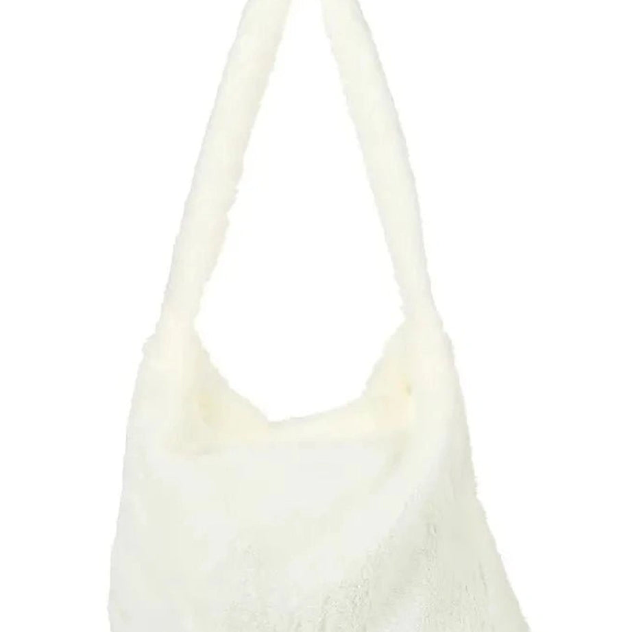 Aesthetic Fluffy Shoulder Plush Tote 1-white Shoptery