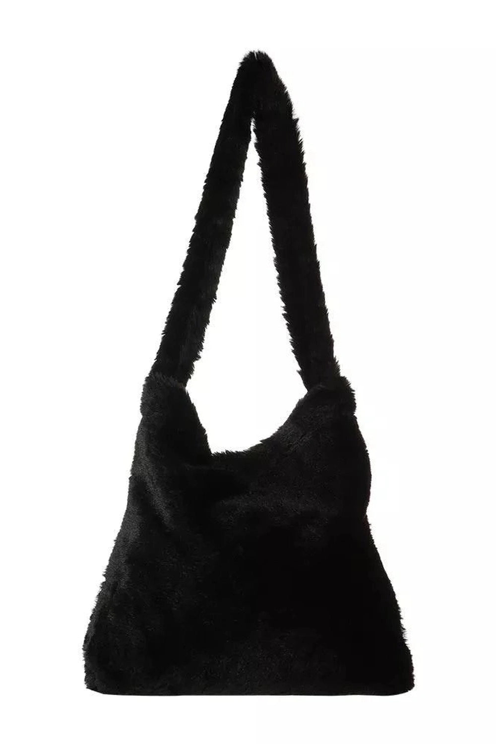 Aesthetic Fluffy Shoulder Plush Tote 1-black Shoptery