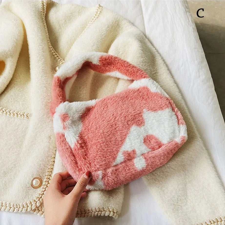 Aesthetic Fluffy Shoulder Plush Tote 6-C Shoptery