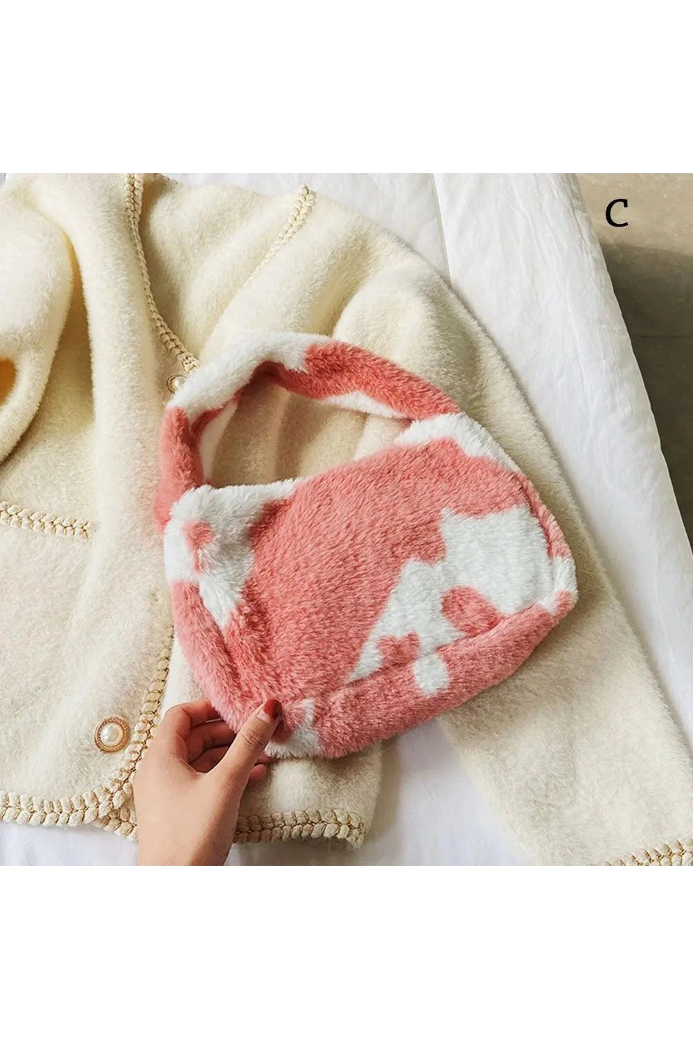 Aesthetic Fluffy Shoulder Plush Tote 6-C Shoptery