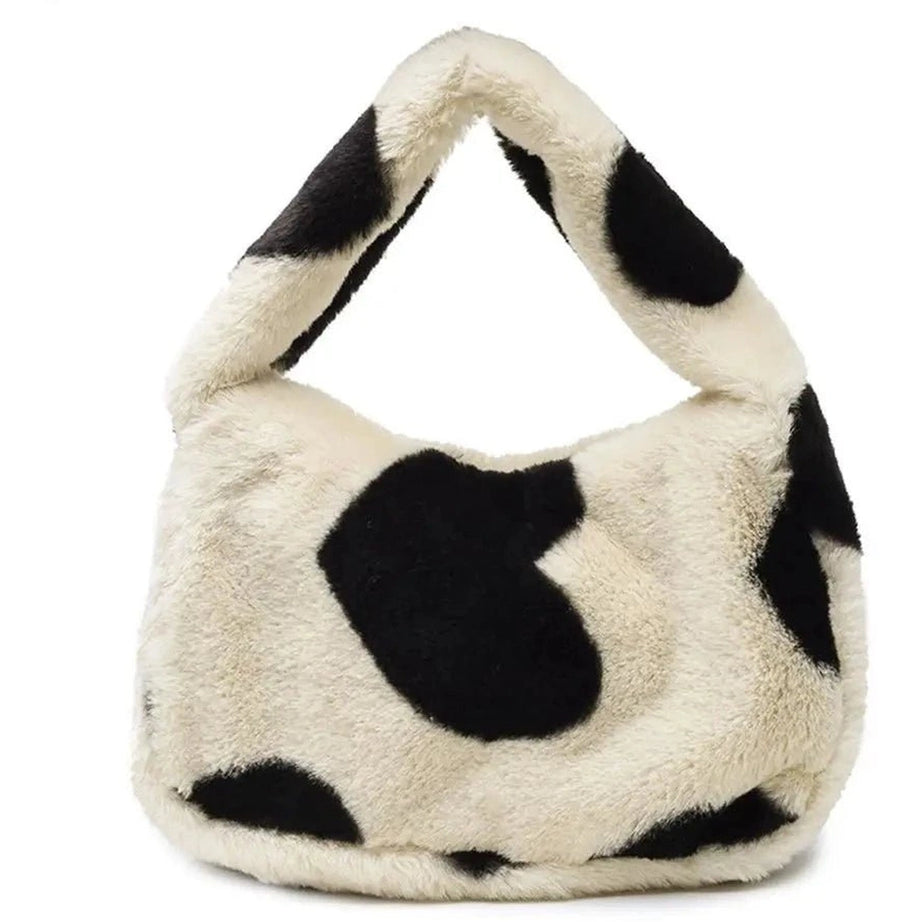 Aesthetic Fluffy Shoulder Plush Tote 4-beige Shoptery