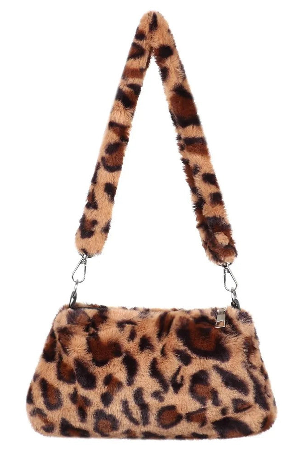 Aesthetic Fluffy Shoulder Plush Tote 2-leopard Shoptery