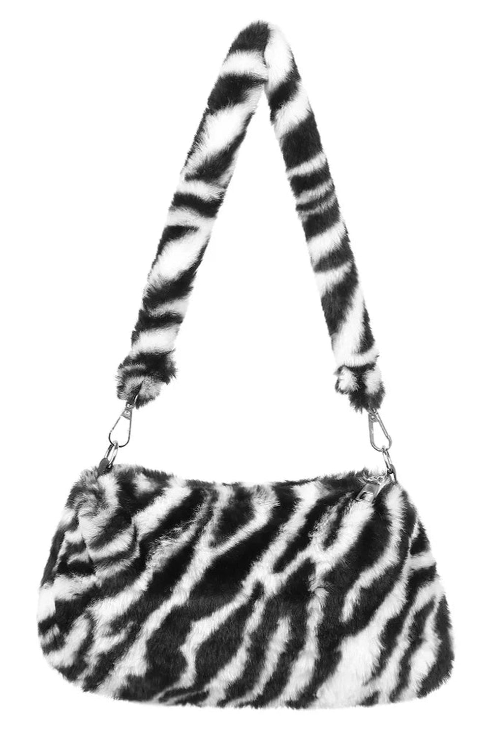 Aesthetic Fluffy Shoulder Plush Tote 2-zebra Shoptery