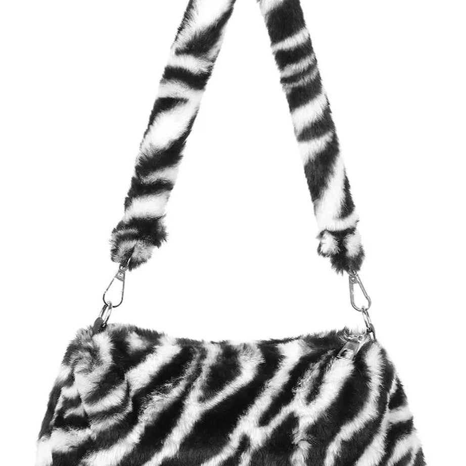 Aesthetic Fluffy Shoulder Plush Tote 2-zebra Shoptery