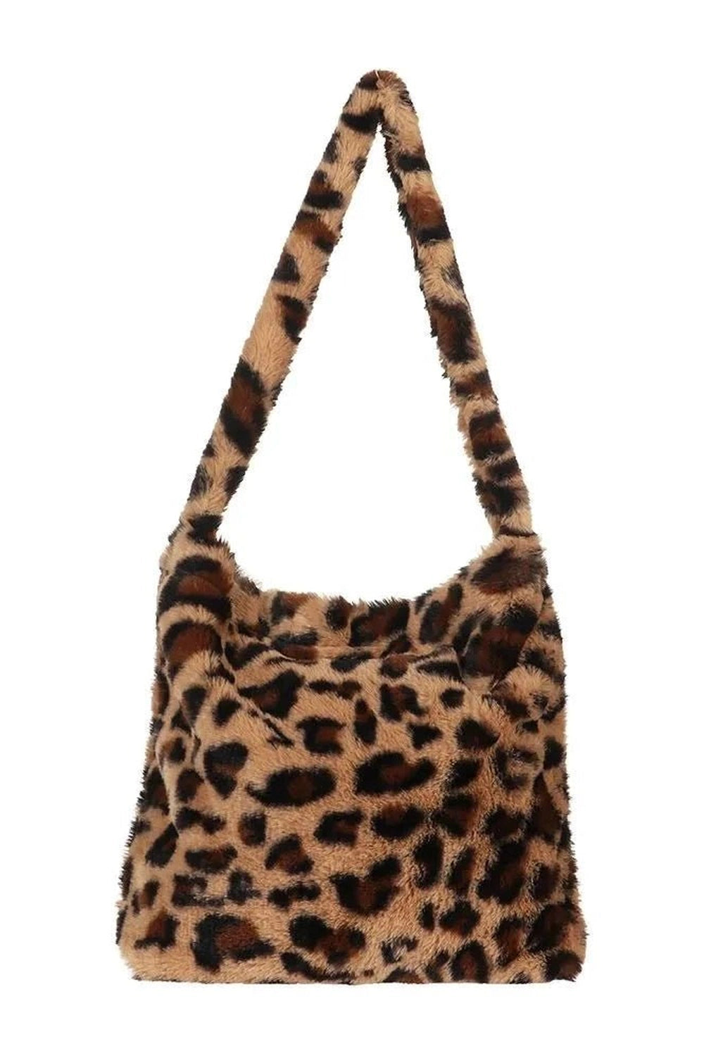 Aesthetic Fluffy Shoulder Plush Tote 1-leopard Shoptery