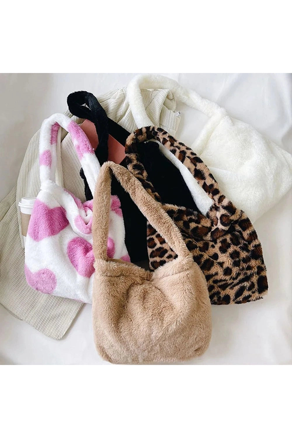 Aesthetic Fluffy Shoulder Plush Tote Shoptery