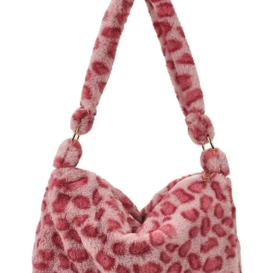 Aesthetic Fluffy Shoulder Plush Tote 5-B Shoptery