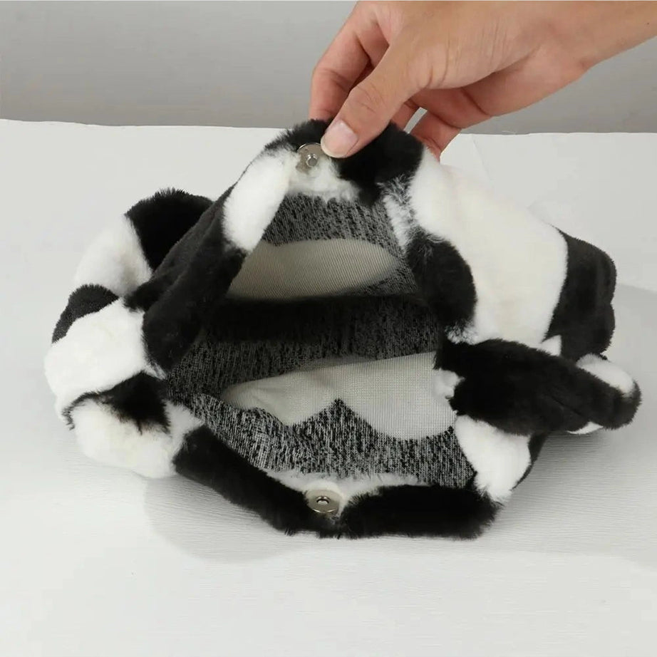 Aesthetic Fluffy Shoulder Plush Tote Shoptery