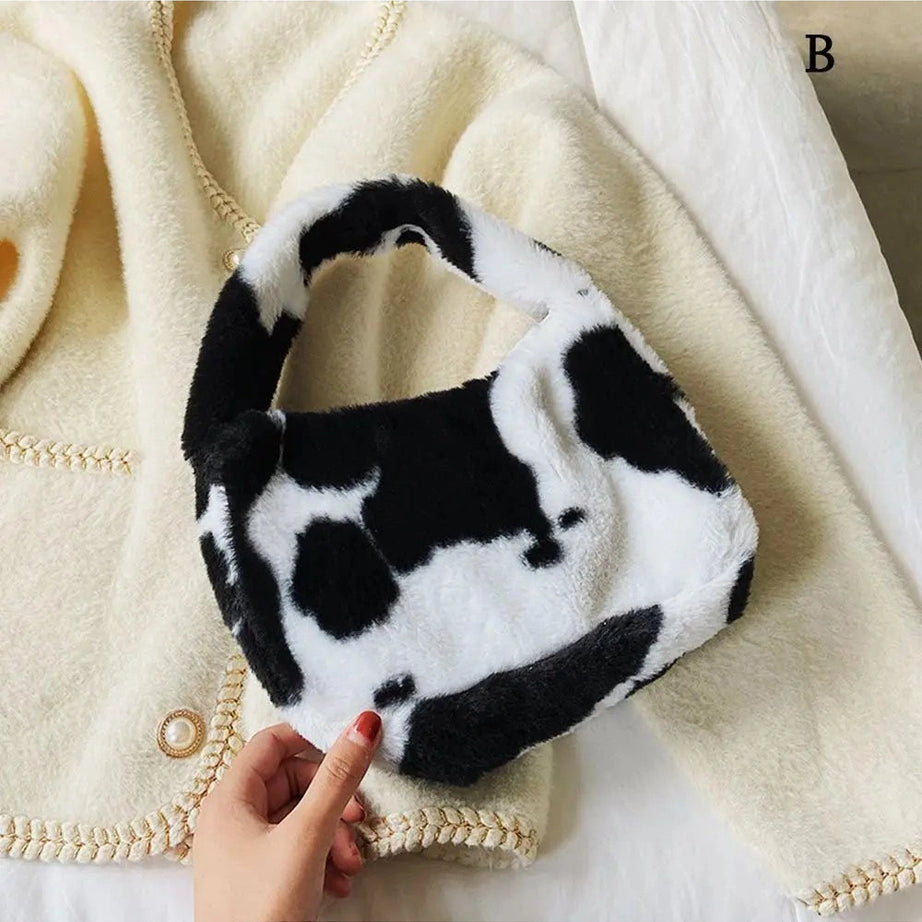 Aesthetic Fluffy Shoulder Plush Tote 6-B Shoptery