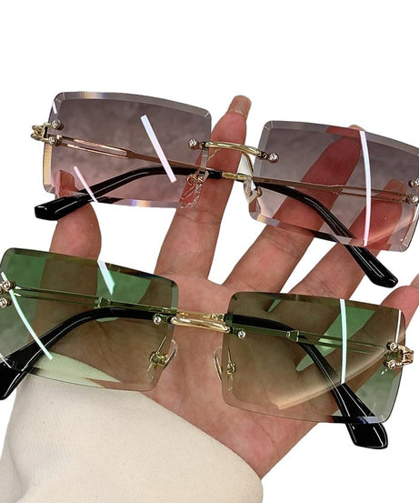 Frameless Rectangle Shades Sunglasses - Sunglasses