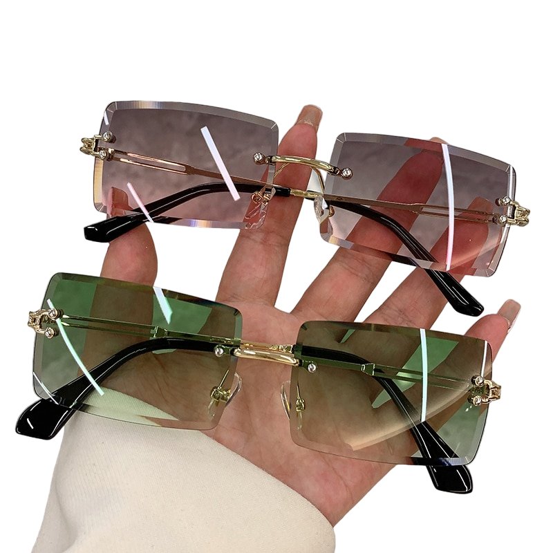 Frameless Rectangle Shades Sunglasses - Sunglasses