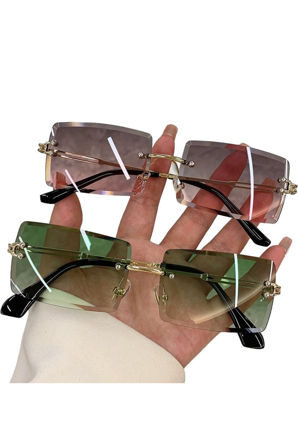 Frameless Rectangle Shades Sunglasses - Sunglasses