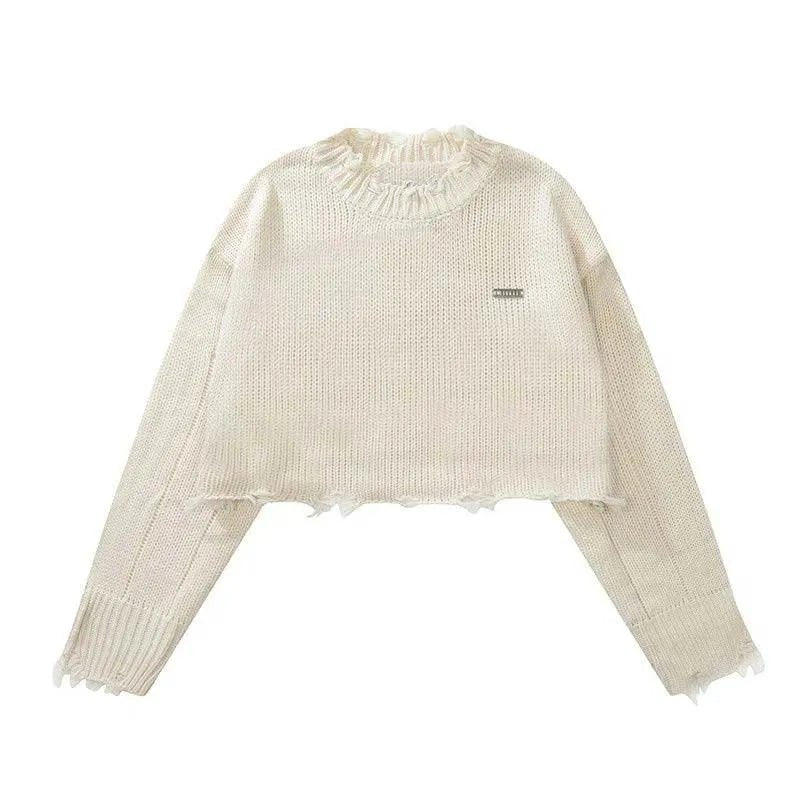 Frayed Cotton Cloud Sweater -