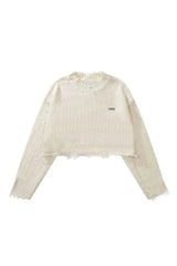 Coquette Frayed Cotton Cloud Sweater apricot Shoptery