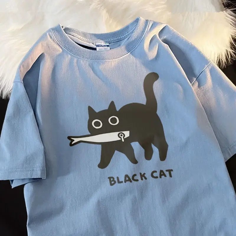 Fun Fish Black Cat Couple Tee -