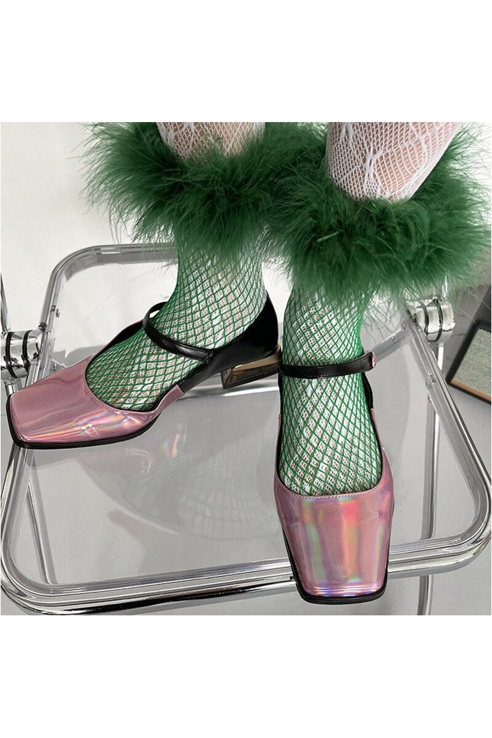 Furry Fishnet Party Socks Shoptery