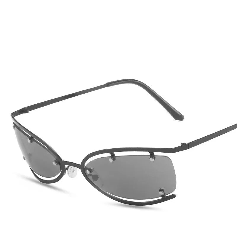 Futuristic Cat Eye Metal Sunglasses -