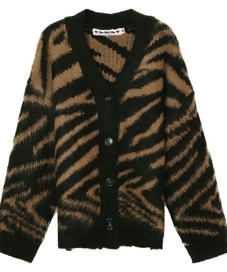 Fuzzy Leopard Fleece Cardigan - Cardigans