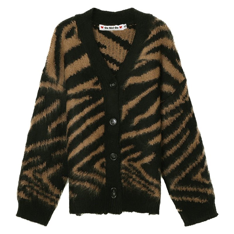 Fuzzy Leopard Fleece Cardigan - Cardigans