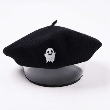 Ghost Embroidery Halloween Beret -