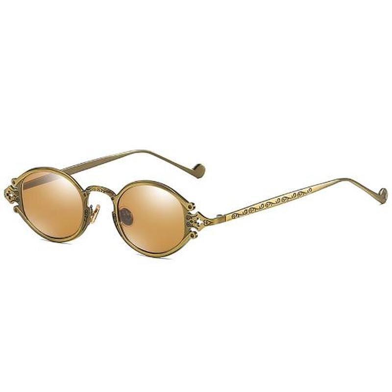 Gold Color Oval Sunglasses - Sunglasses