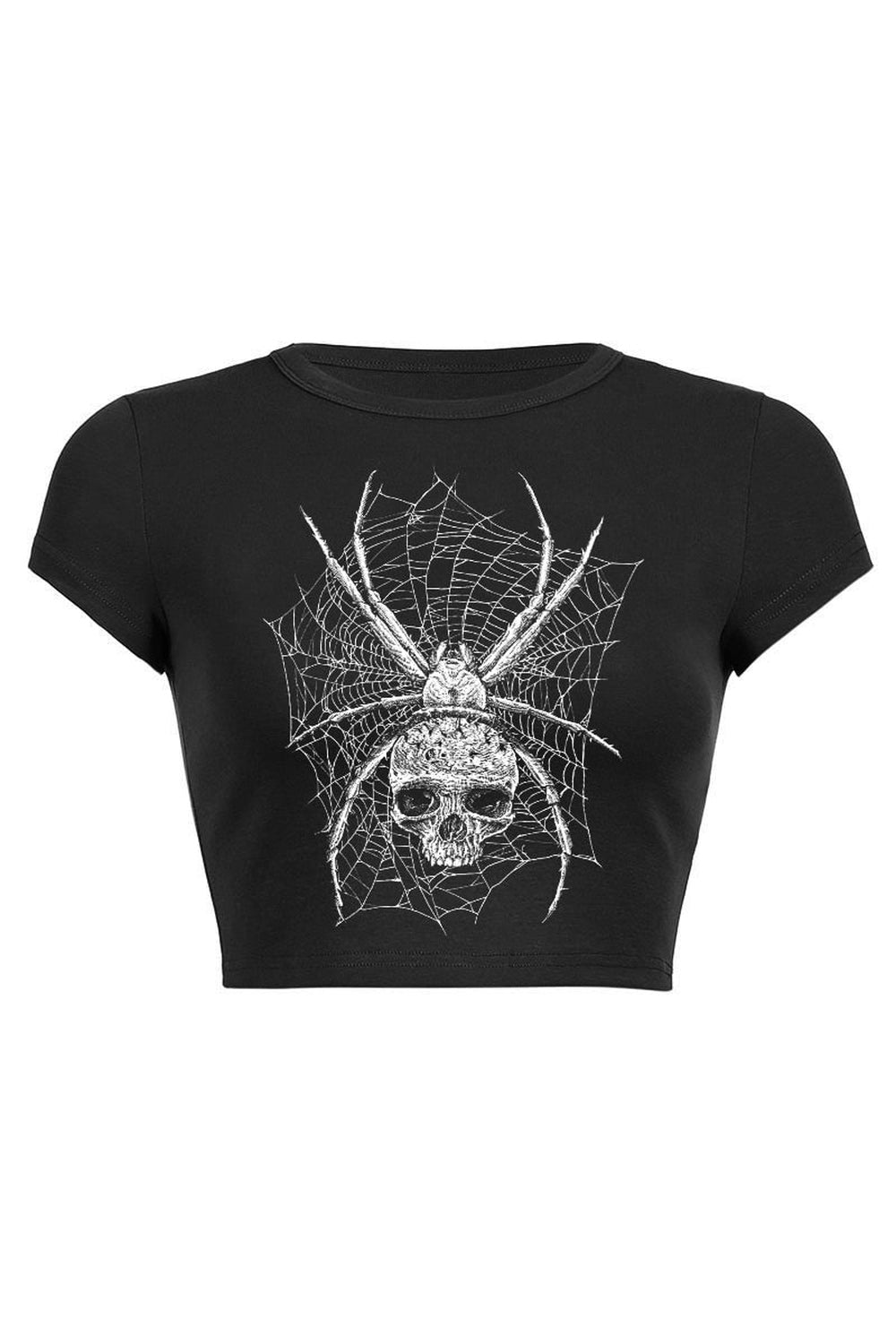 Goth Dark Punk Skull Print Crop Top - Crop Tops