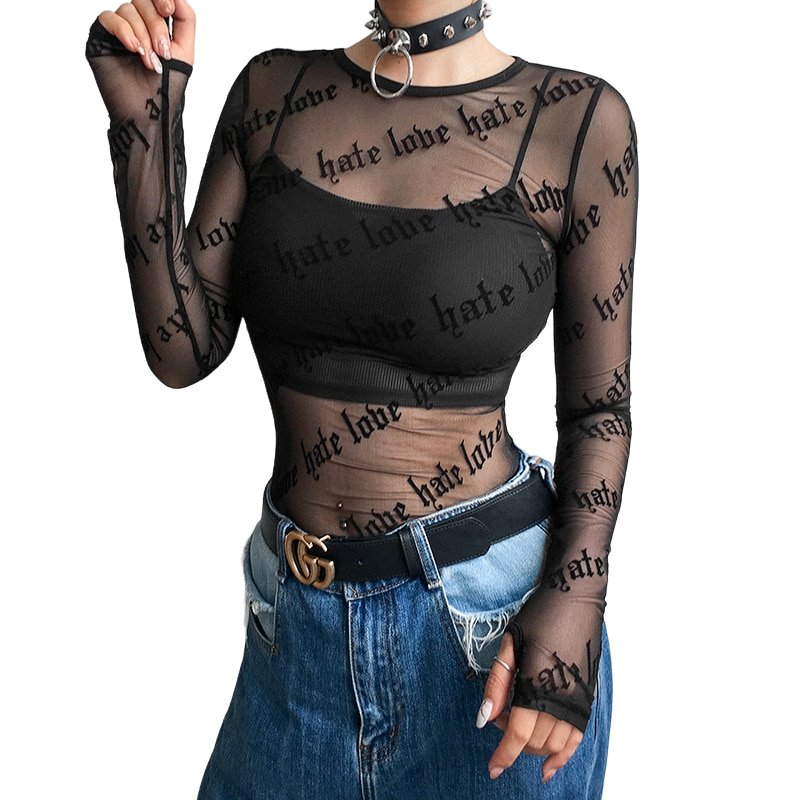 Goth Grunge Mesh T-Shirt - T-shirts