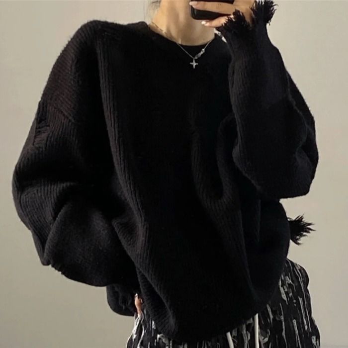 Goth & Grunge Style Knit Sweater - Sweaters