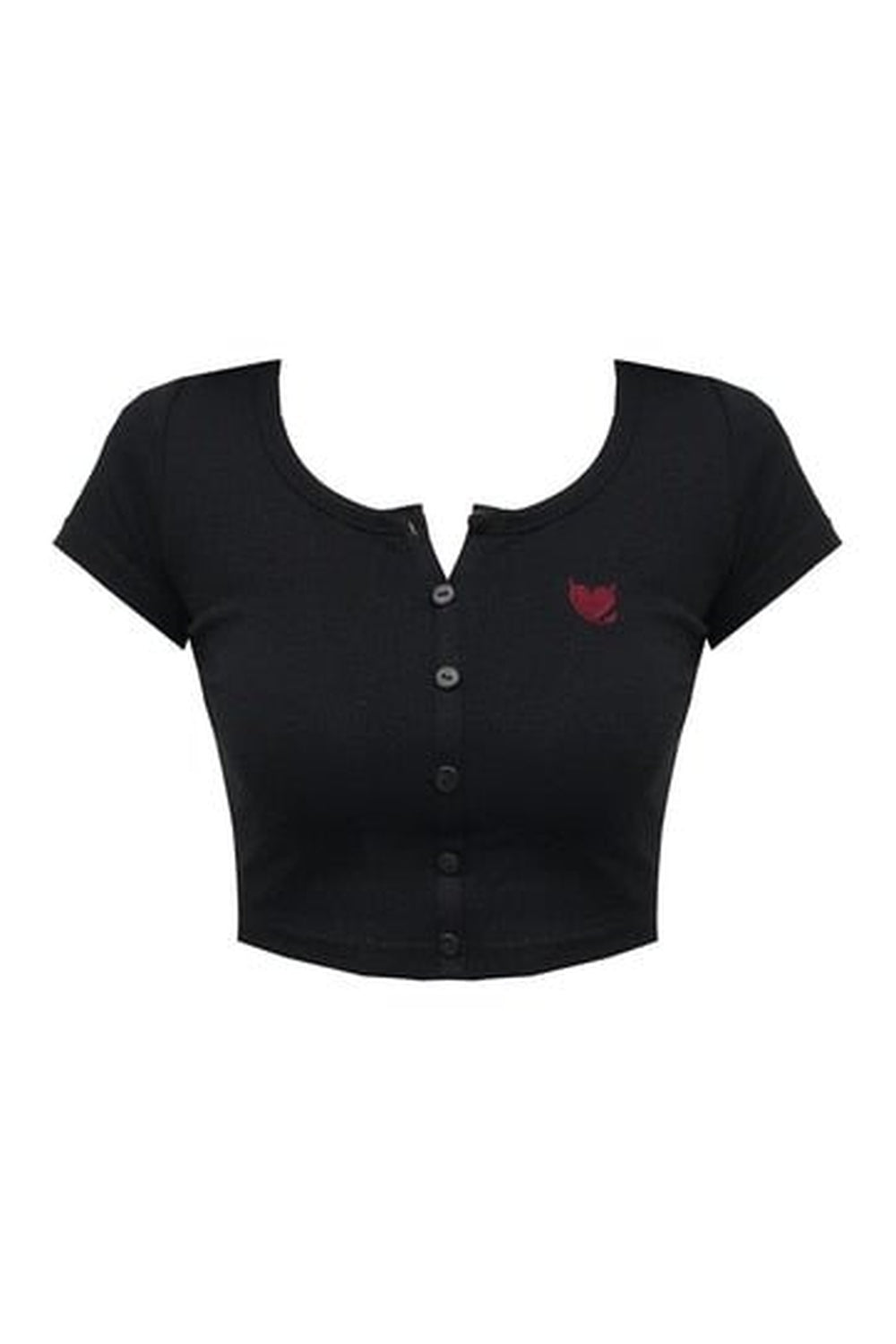 Goth Heart Embroidery Crop Top - Crop Tops