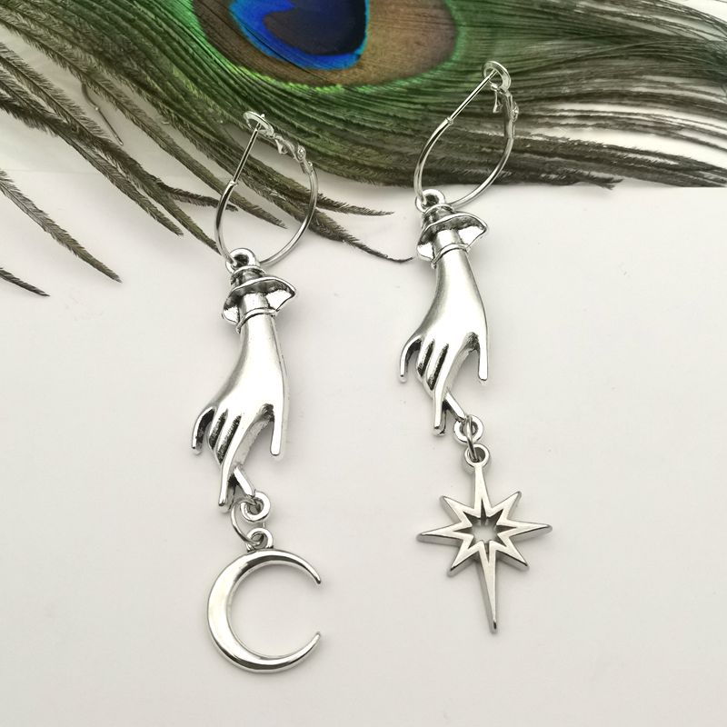 Goth Moons Stars Charm Earrings - Earrings